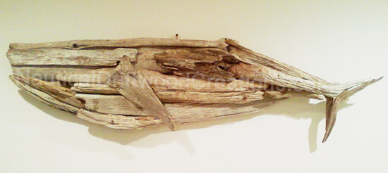 North Atlantic Driftwood Whale Hanging Wall Art Sculpture